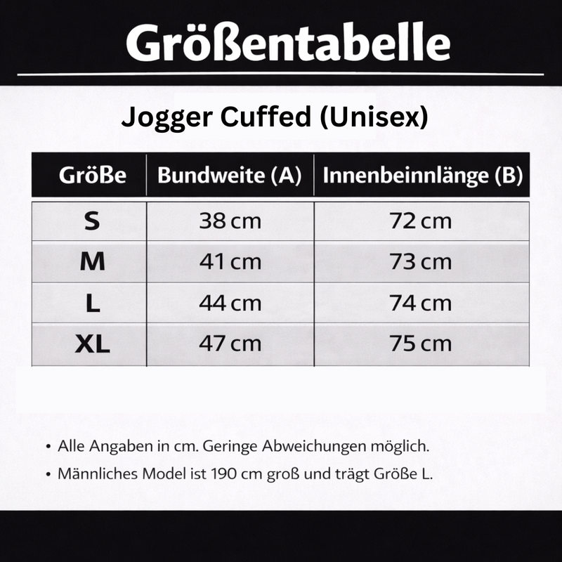 Size chart for Jogger - Cuffed