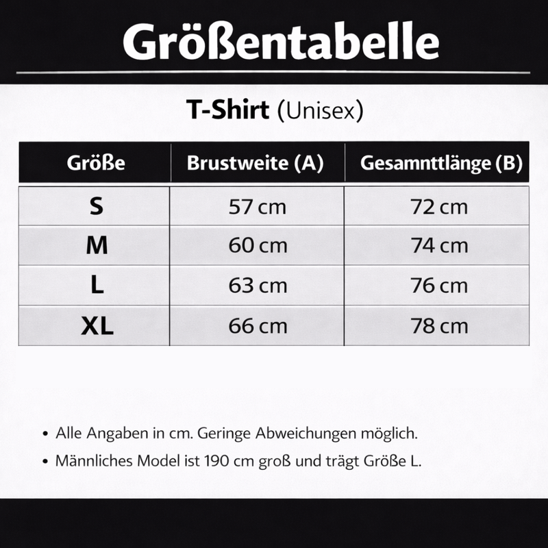 Size chart for T-Shirt
